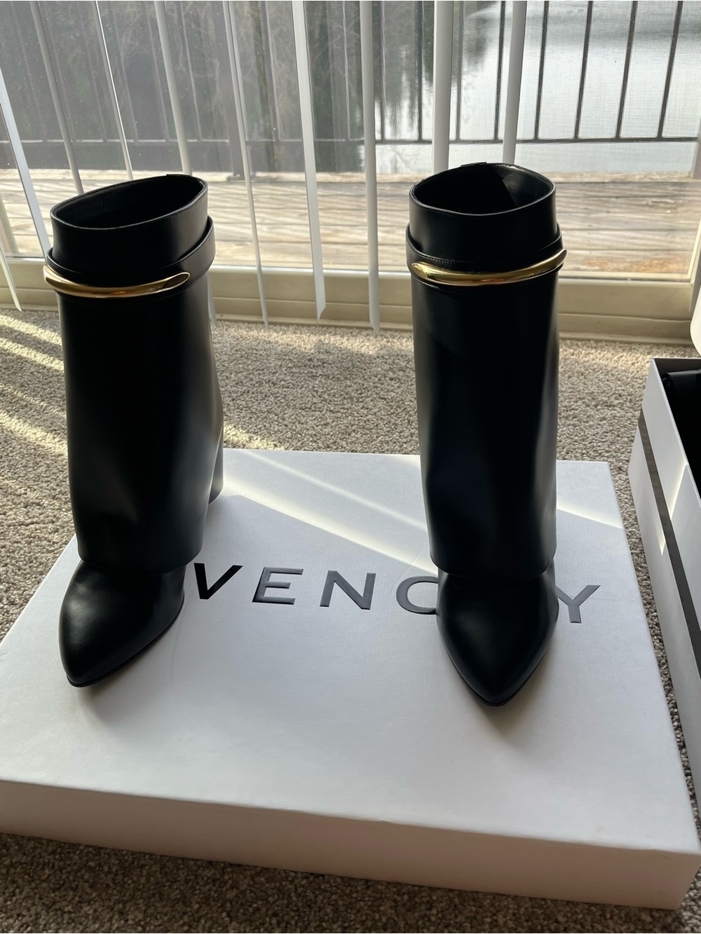 Authentic Givenchy Shark Boots with Gold Cuff